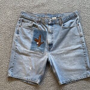 Men's Levi’s Blue Denim Shorts with Eagle Patch
